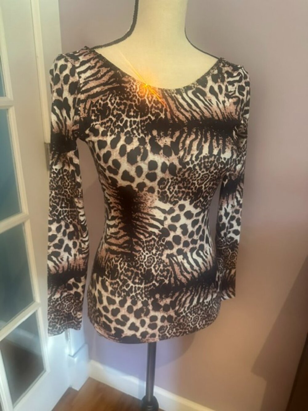 Leopard Print Ballroom Latin Dance Bodysuit/Leotard Size 4-8